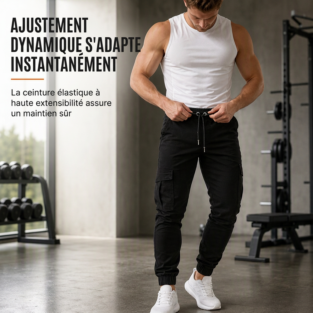 Pantalon Jogger Cargo Unisexe Couleur Unie Décontracté