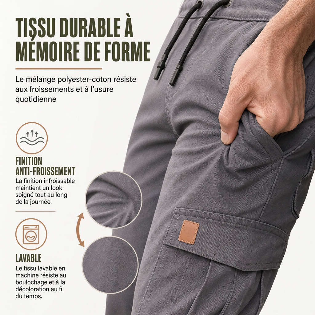 Pantalon Jogger Cargo Unisexe Couleur Unie Décontracté