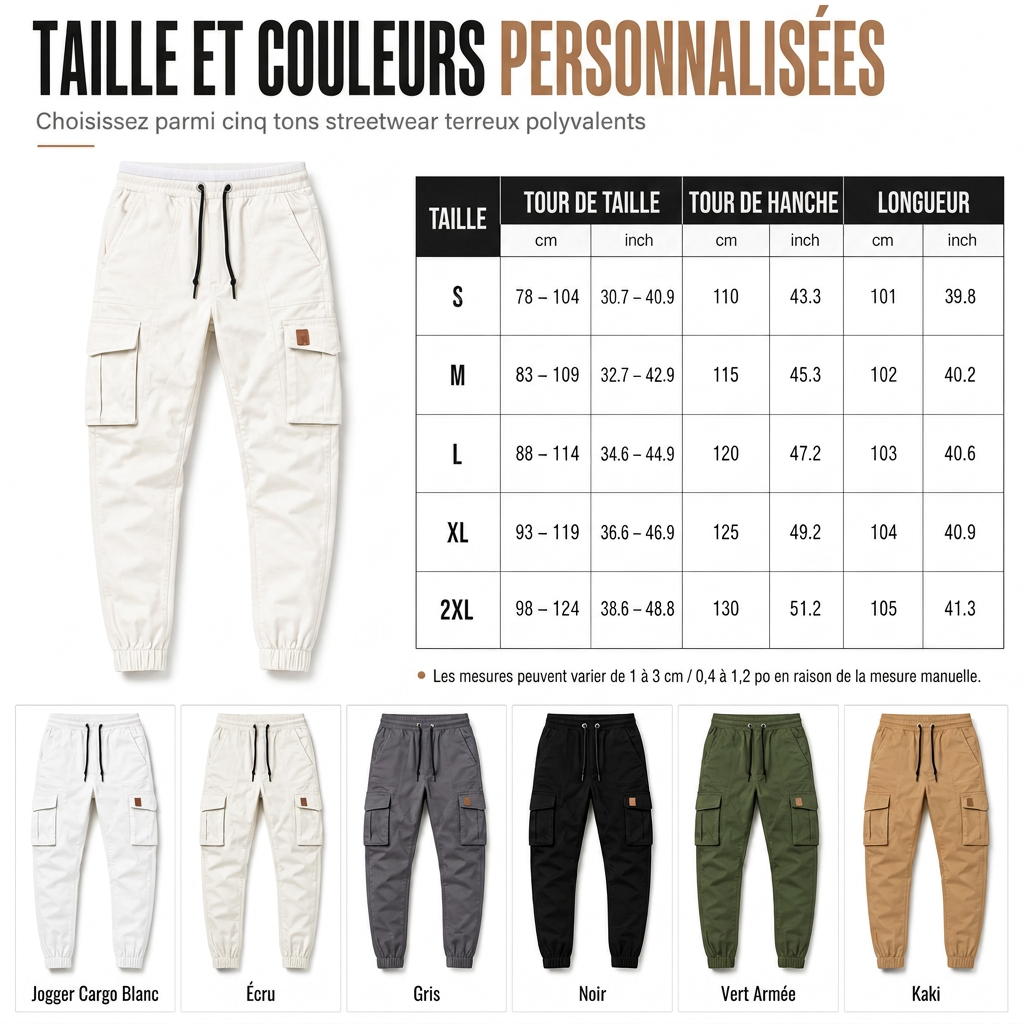 Pantalon Jogger Cargo Unisexe Couleur Unie Décontracté