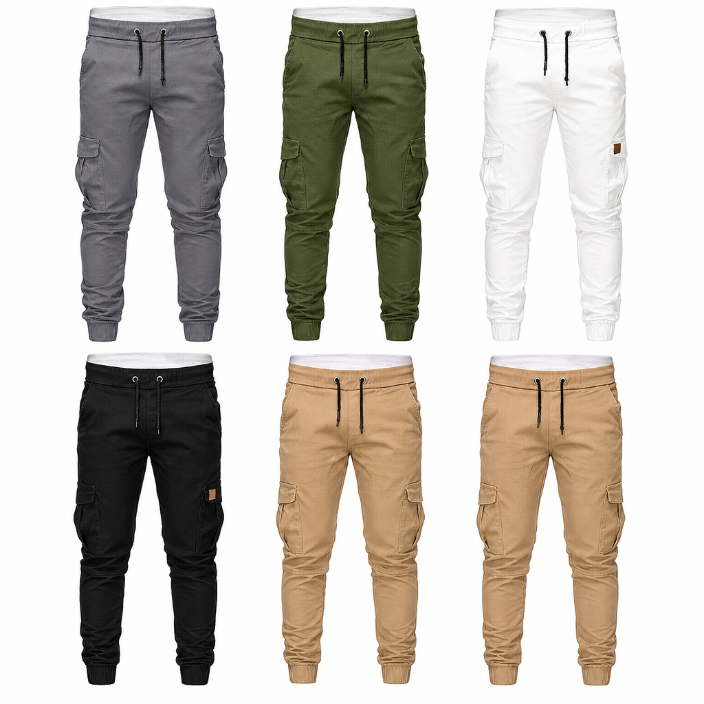 Pantalon Jogger Cargo Unisexe Couleur Unie Décontracté