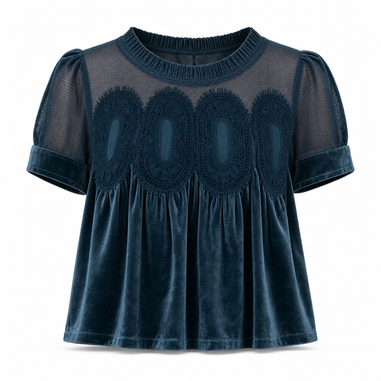 🔥 50% de réduction 🔥Haut uni à manches courtes pour femme, avec col à volants