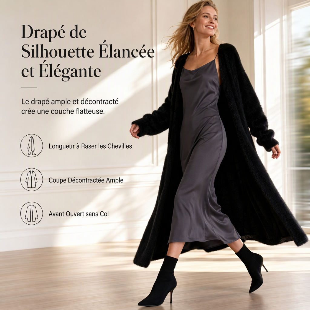 🔥 50% de réduction 🔥Cardigan long en fausse fourrure de vison pour femme, manteau en tricot oversize et duveteux pour l'automne et l'hiver