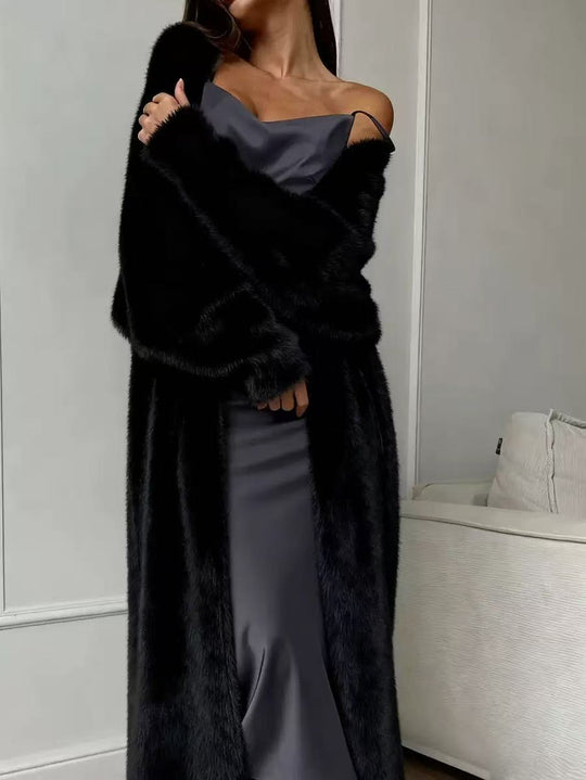 🔥 50% de réduction 🔥Cardigan long en fausse fourrure de vison pour femme, manteau en tricot oversize et duveteux pour l'automne et l'hiver