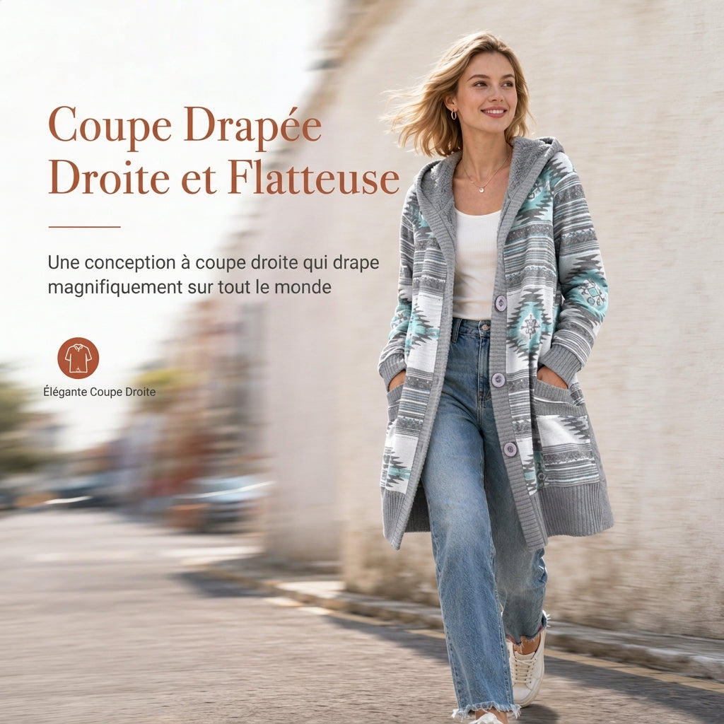 🔥 50% de réduction 🔥Pull à capuche mi-long en maille pour femme, doublure en coton