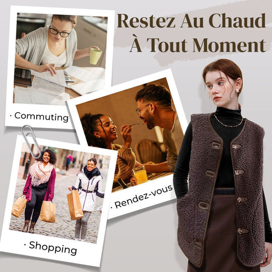 🔥 50% de réduction 🔥Gilet Court Chaud à Boutons pour Femme en Automne