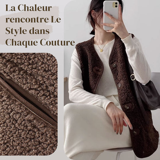 🔥 50% de réduction 🔥Gilet Court Chaud à Boutons pour Femme en Automne