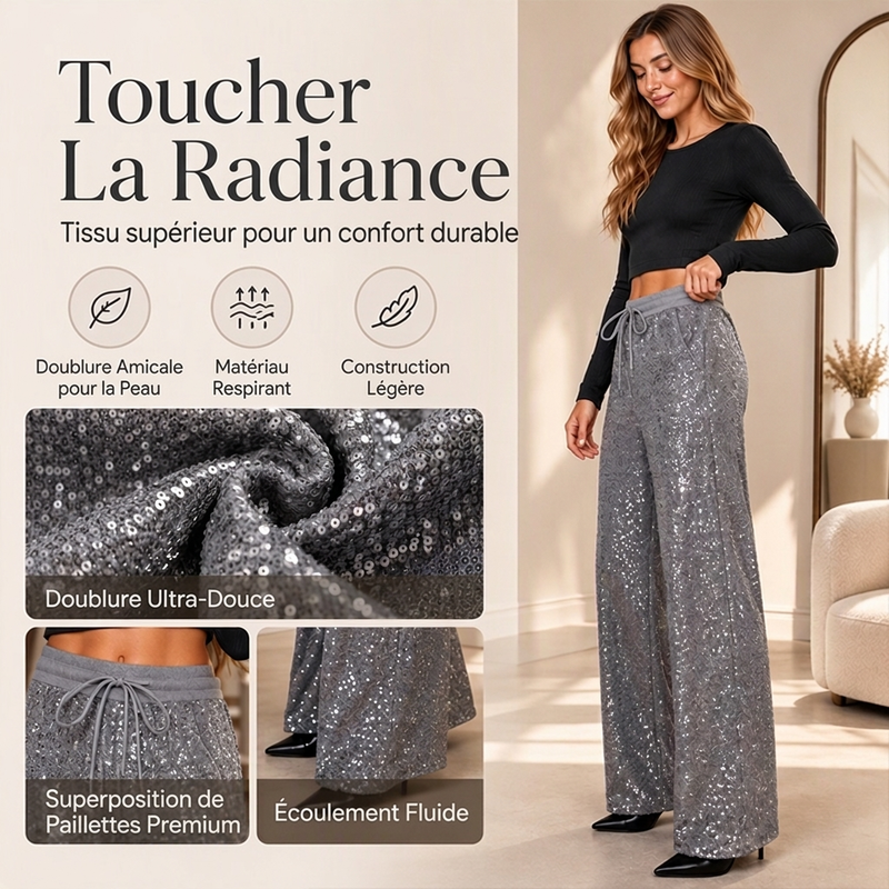 🔥 50% de réduction 🔥Pantalon large à paillettes scintillantes pour femme