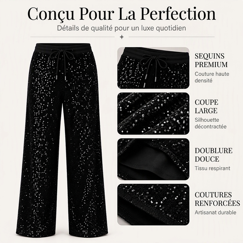 🔥 50% de réduction 🔥Pantalon large à paillettes scintillantes pour femme