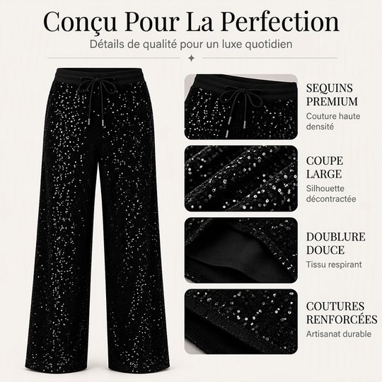 🔥 50% de réduction 🔥Pantalon large à paillettes scintillantes pour femme