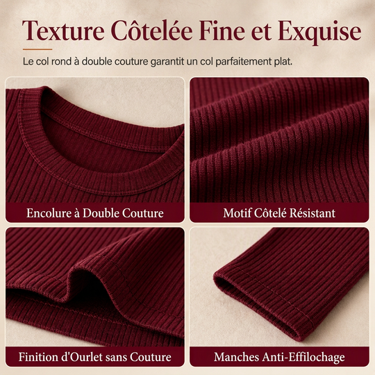 Robe longue moulue à manches longues, col rond, en maille côtelée pour femme