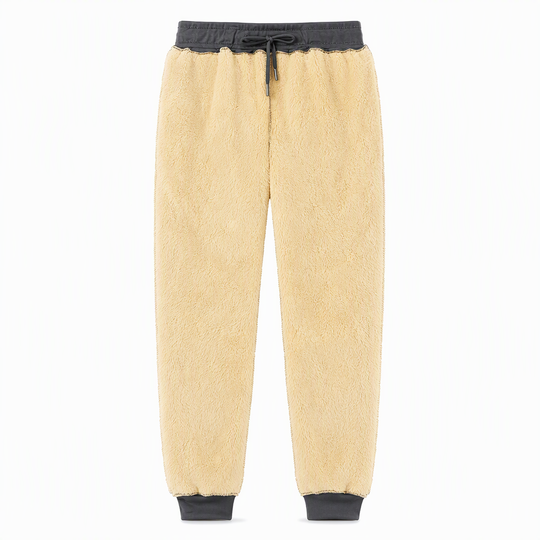 Jogging unisex ample en molleton sherpa doublé, pantalon décontracté chaud pour l'hiver avec poches zippées