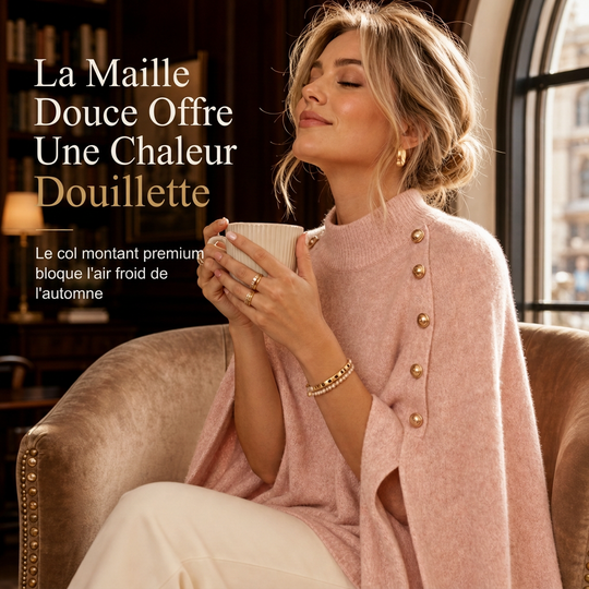 Poncho Cape en tricot boutonné pour femme