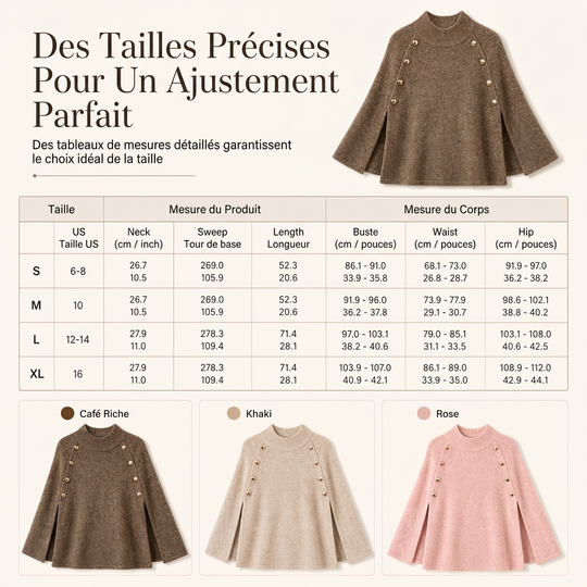 Poncho Cape en tricot boutonné pour femme