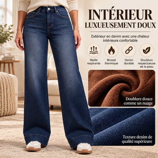 👜 -50 % sur toute la mode femme ! ✨Jeans thermiques à taille haute et jambe large pour femme