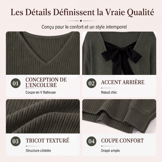 👜 -50 % sur toute la mode femme ! ✨Haut en maille élégant pour femme avec nœud au dos