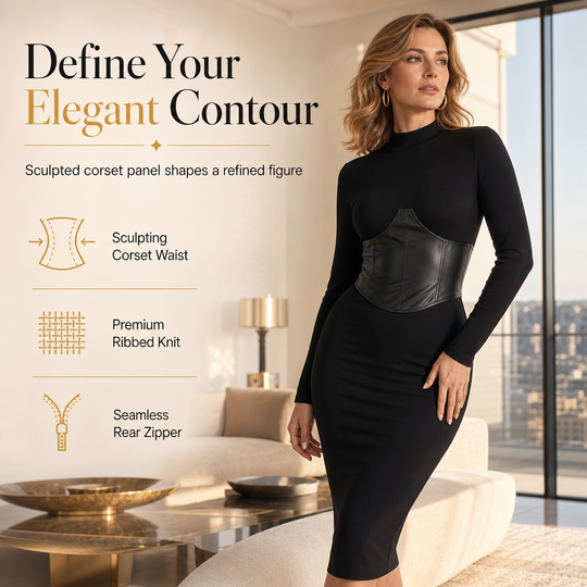 ✨Sculpted Waist, Elegant Curve – Women's Ribbed Bodycon Dress