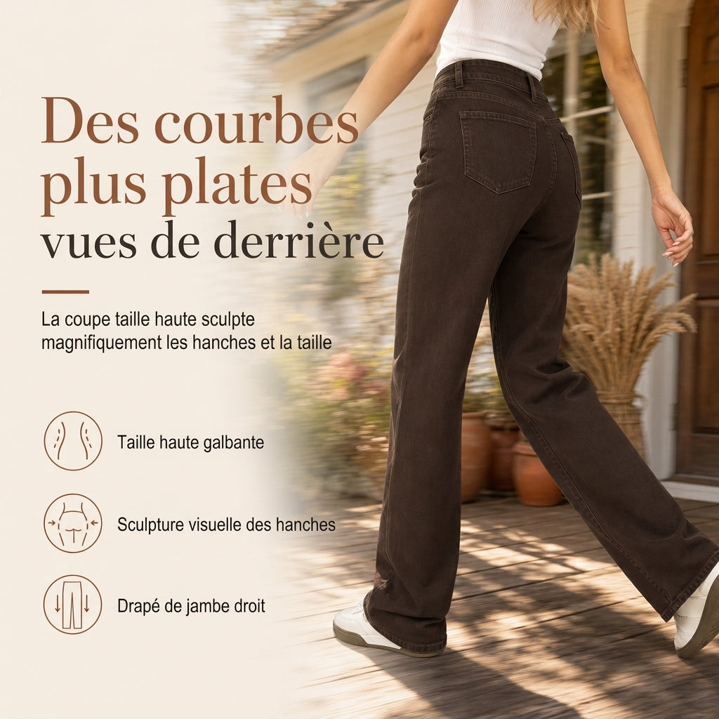 Jeans en denim à coupe ample et jambe droite pour femmes