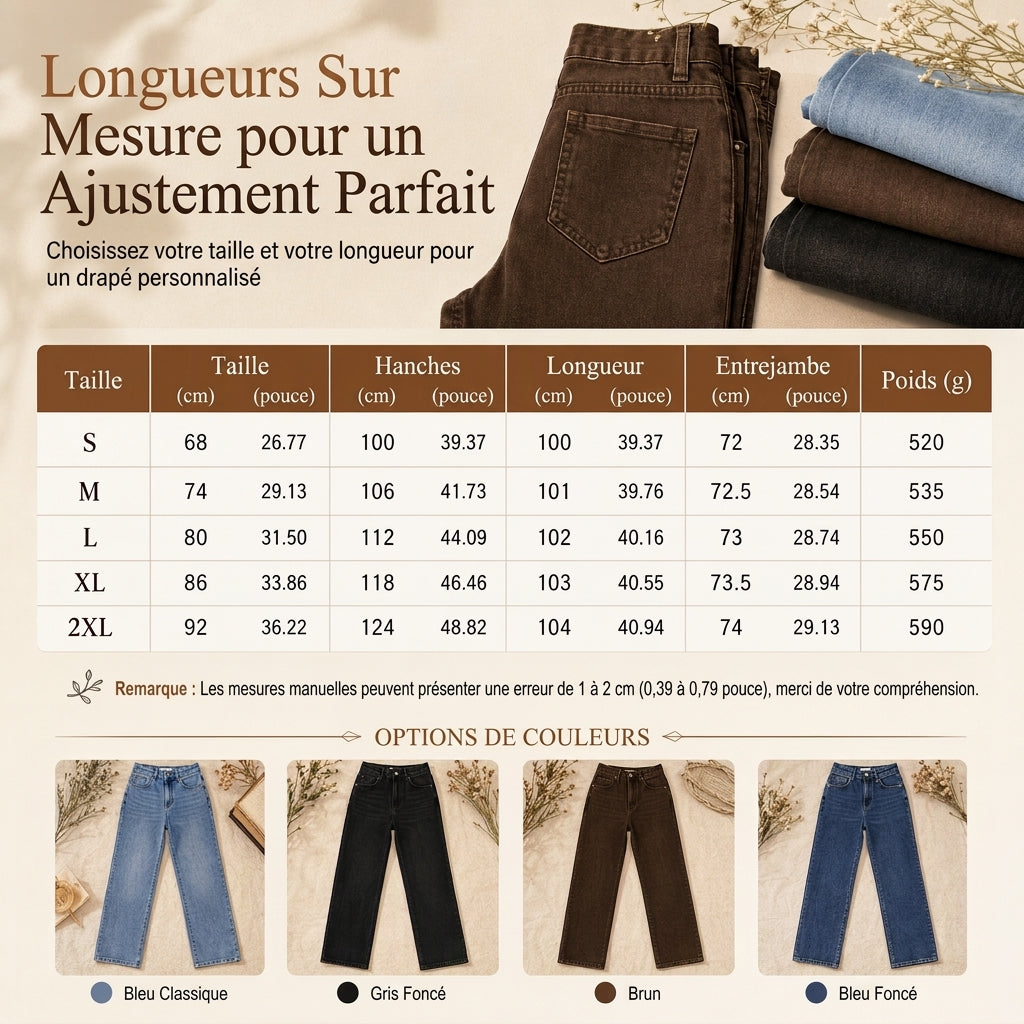 Jeans en denim à coupe ample et jambe droite pour femmes
