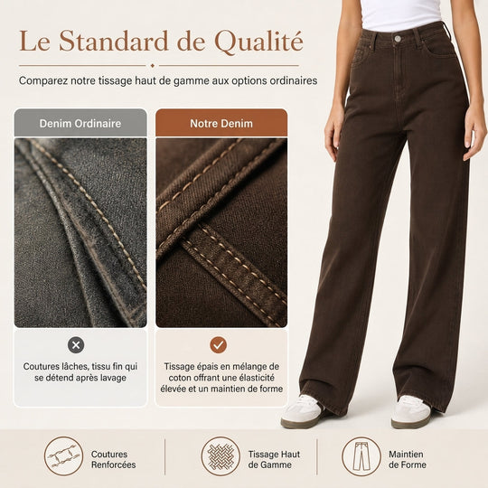 Jeans en denim à coupe ample et jambe droite pour femmes