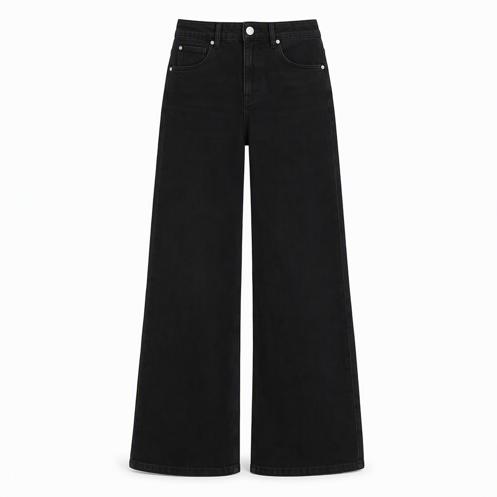 Jeans en denim à coupe ample et jambe droite pour femmes