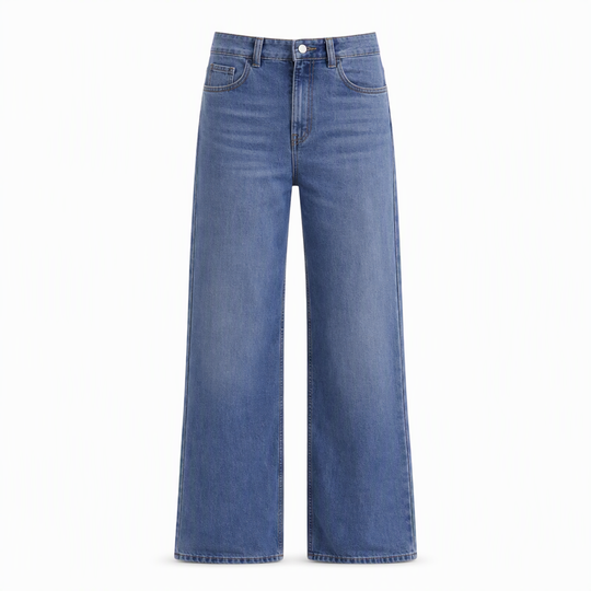 Jeans en denim à coupe ample et jambe droite pour femmes
