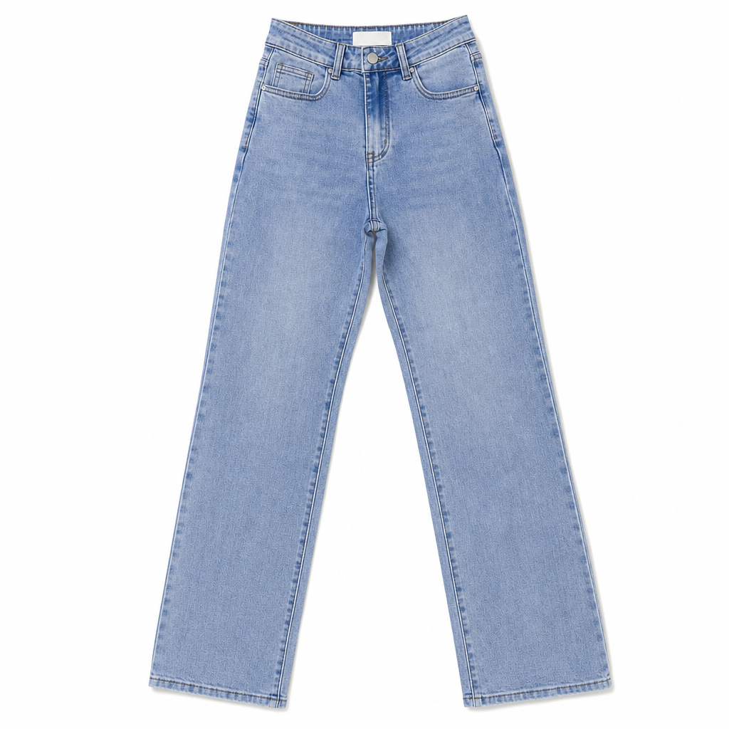 Jeans en denim à coupe ample et jambe droite pour femmes