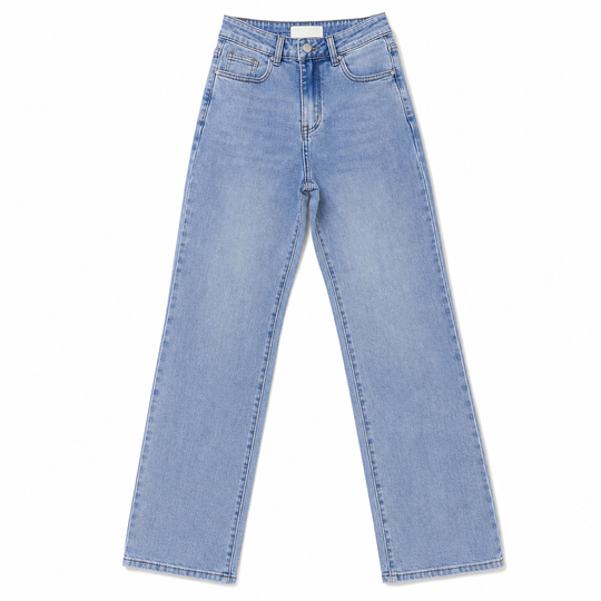 Jeans en denim à coupe ample et jambe droite pour femmes