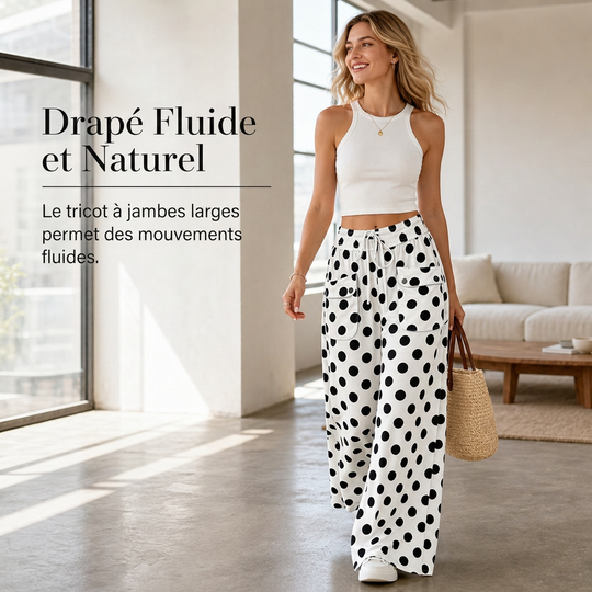 Pantalon large à pois décontracté pour femme