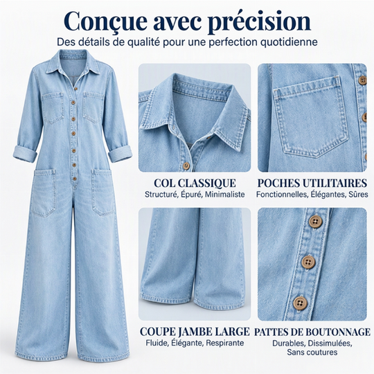 Combinaison en jean vintage à col pour femmes