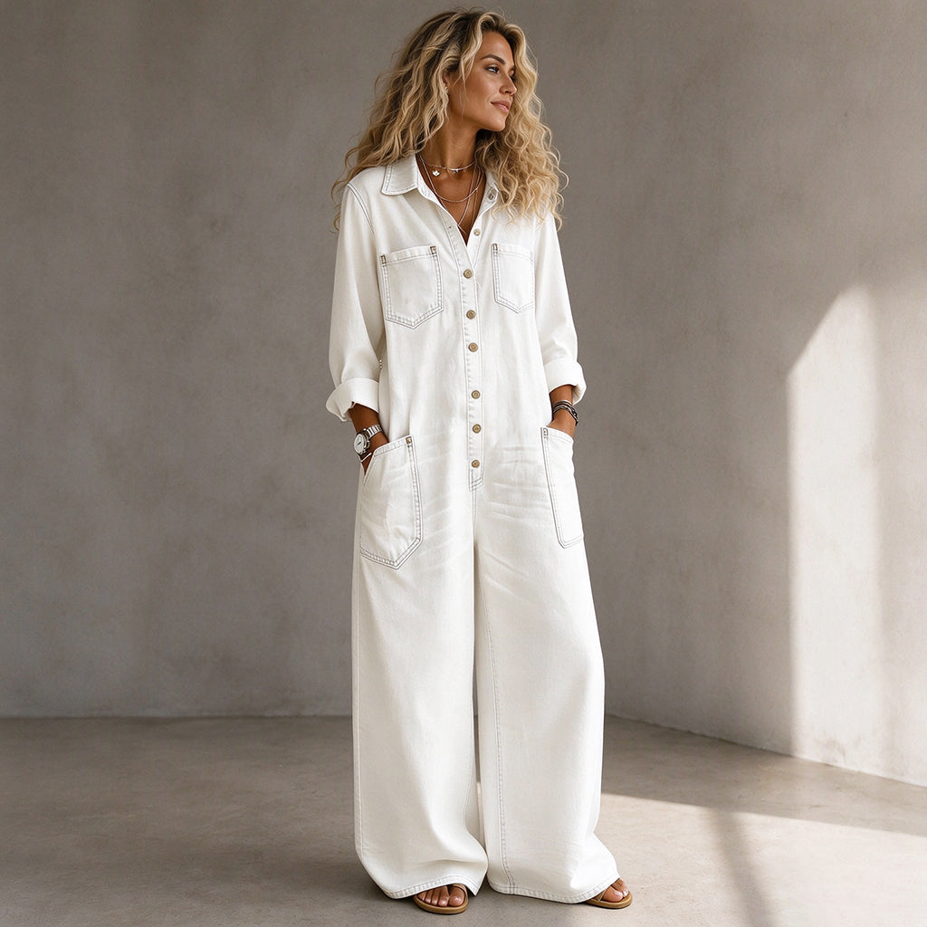 Combinaison en jean vintage à col pour femmes