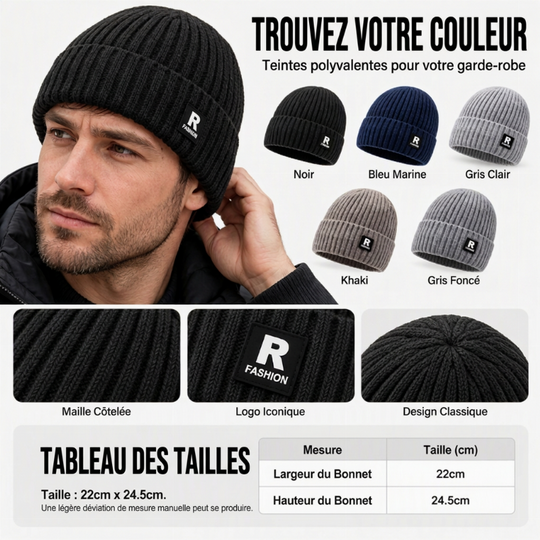 Bonnet chaud en maille slouchy pour homme