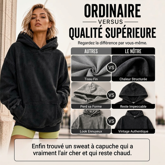 Sweat à capuche oversize unisexe à délavage acide, style décontracté