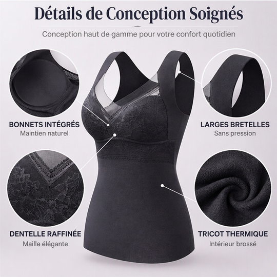 ⏳Liquidation totale⏳Débardeur Thermique Moulant Femme avec Soutien-Gorge Intégré