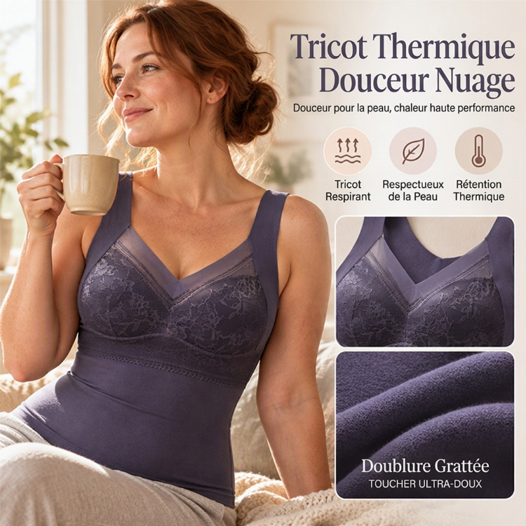 ⏳Liquidation totale⏳Débardeur Thermique Moulant Femme avec Soutien-Gorge Intégré