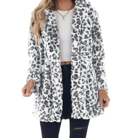 💖Soldes ! Prix cassés💖Manteau pour femme en fausse fourrure à motif léopard tendance