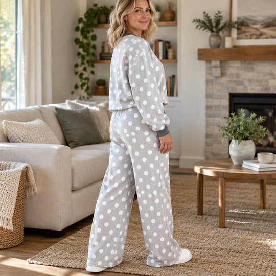 💖Soldes ! Prix cassés💖Ensemble femme sweat-shirt à pois et pantalon large