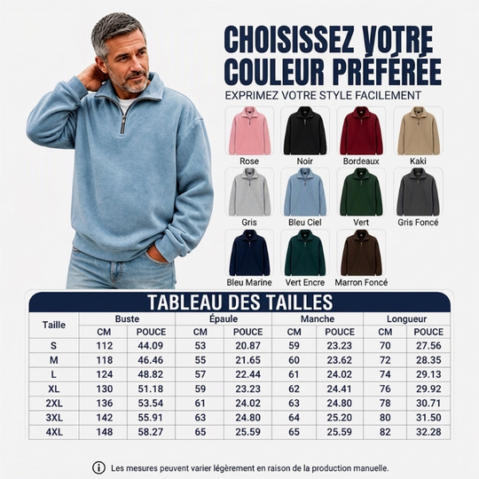 Sweat-shirt décontracté à col zippé pour homme