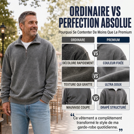 Sweat-shirt décontracté à col zippé pour homme
