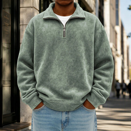 Sweat-shirt décontracté à col zippé pour homme