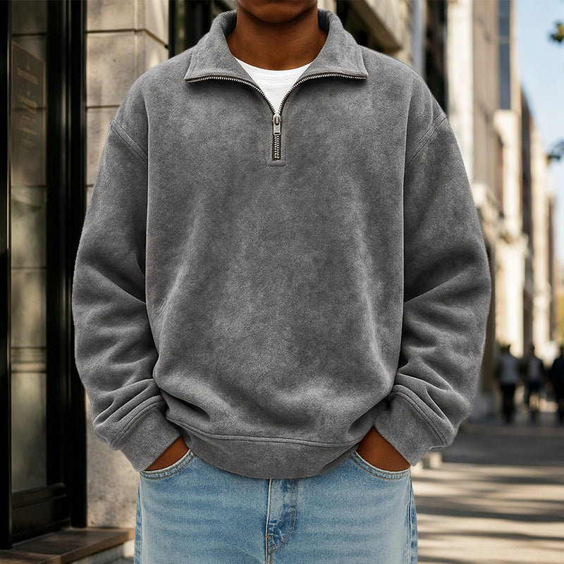 Sweat-shirt décontracté à col zippé pour homme