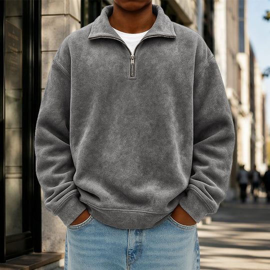 Sweat-shirt décontracté à col zippé pour homme