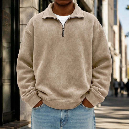 Sweat-shirt décontracté à col zippé pour homme