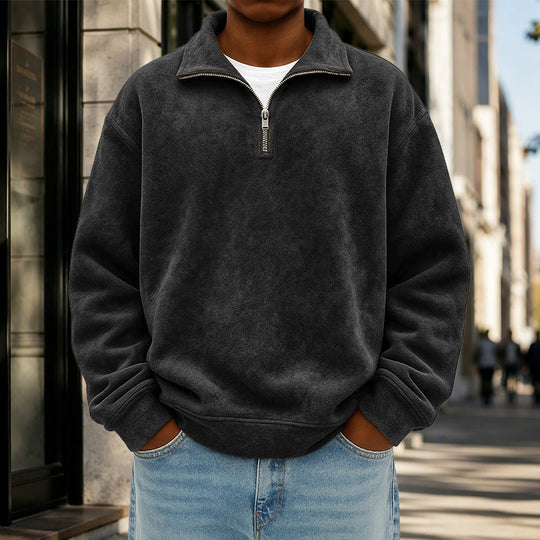 Sweat-shirt décontracté à col zippé pour homme