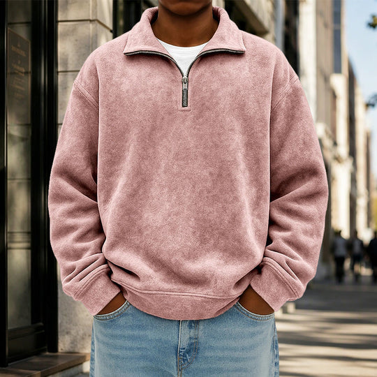 Sweat-shirt décontracté à col zippé pour homme