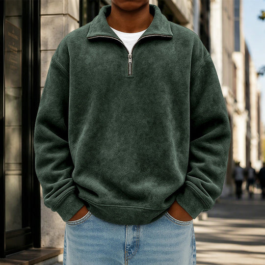 Sweat-shirt décontracté à col zippé pour homme