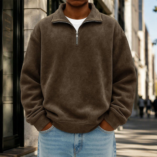 Sweat-shirt décontracté à col zippé pour homme