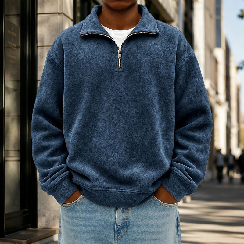 Sweat-shirt décontracté à col zippé pour homme