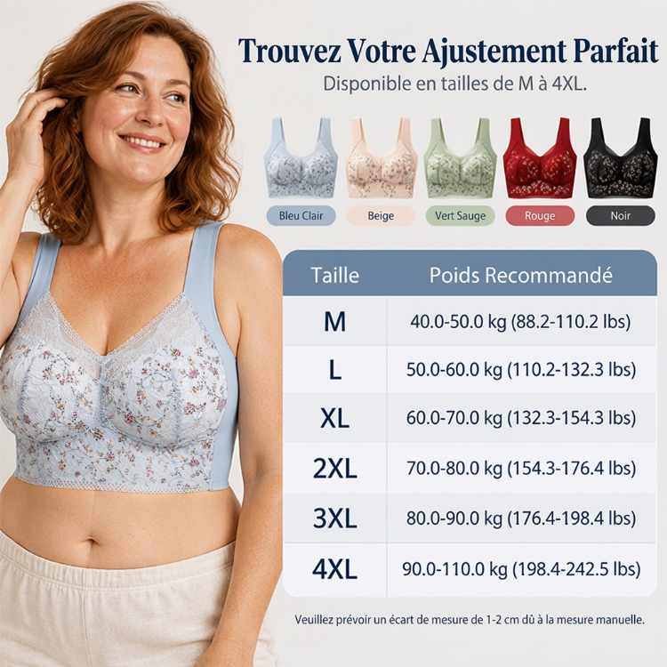Soutien-gorge de maintien sans couture en dentelle florale pour femmes