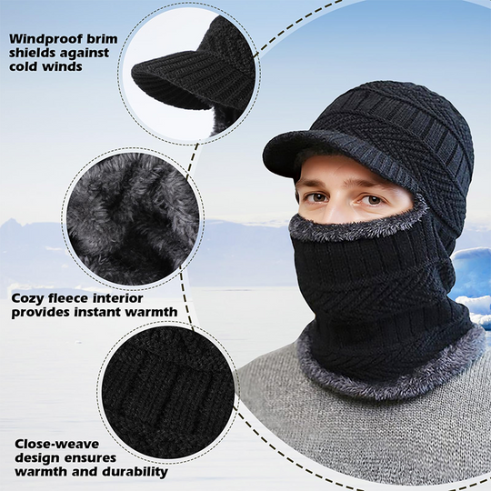 🧢 40% DE RÉDUCTION ! ❄️ Bonnet d'Hiver 3 en 1 – Couvre-Visage Intégré, Tissu Polaire Doux & Cagoule Sportive 🏔️✨
