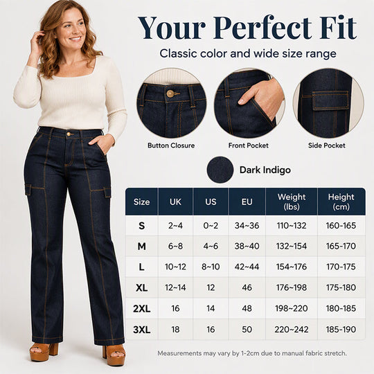 Jeans à jambe large à taille haute avec coutures contrastées pour femmes